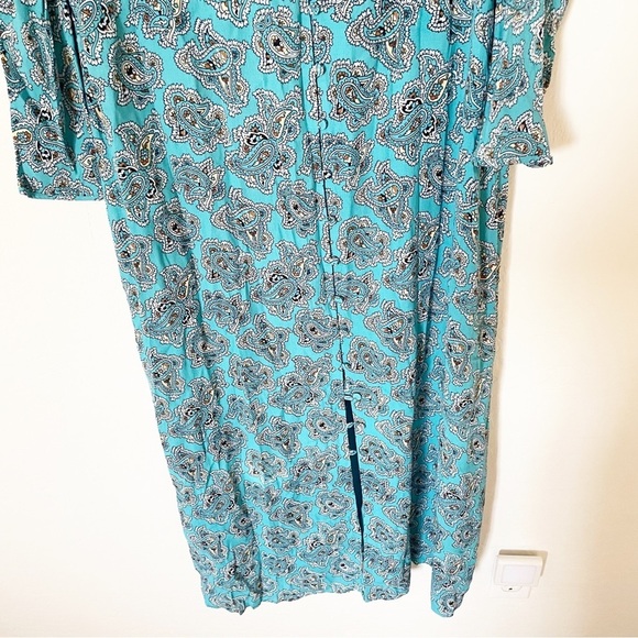 New. J. Crew Fall Midi Paisley Puff Sleeve Button Up Dress Size 16 - Picture 8 of 9